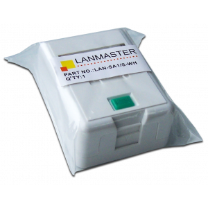 Wall mounting box for one Keystone with protective shutter, white